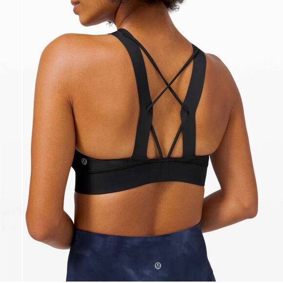 Lululemon Strong at Heart Bra High Neck Criss Cross Medium Support C/D Cup Black - Picture 1 of 8